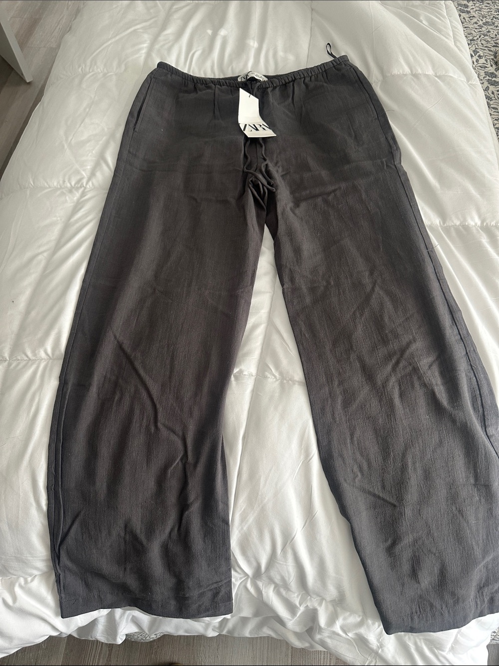 Zara Charcoal Straight Leg Drawstring Pants